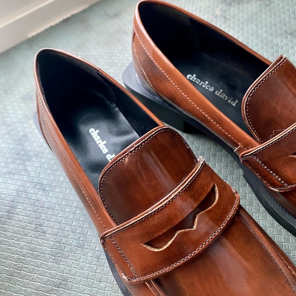 Charles David | Delusion Platform Loafer in Tan Leather | size 8.5 - Picture 6 of 11